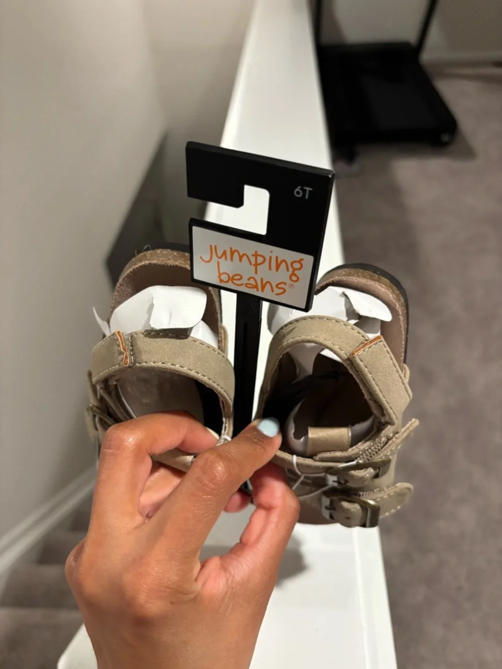 NWT Jumping Beans Kids Tan Double-Buckle Velcro Sandals